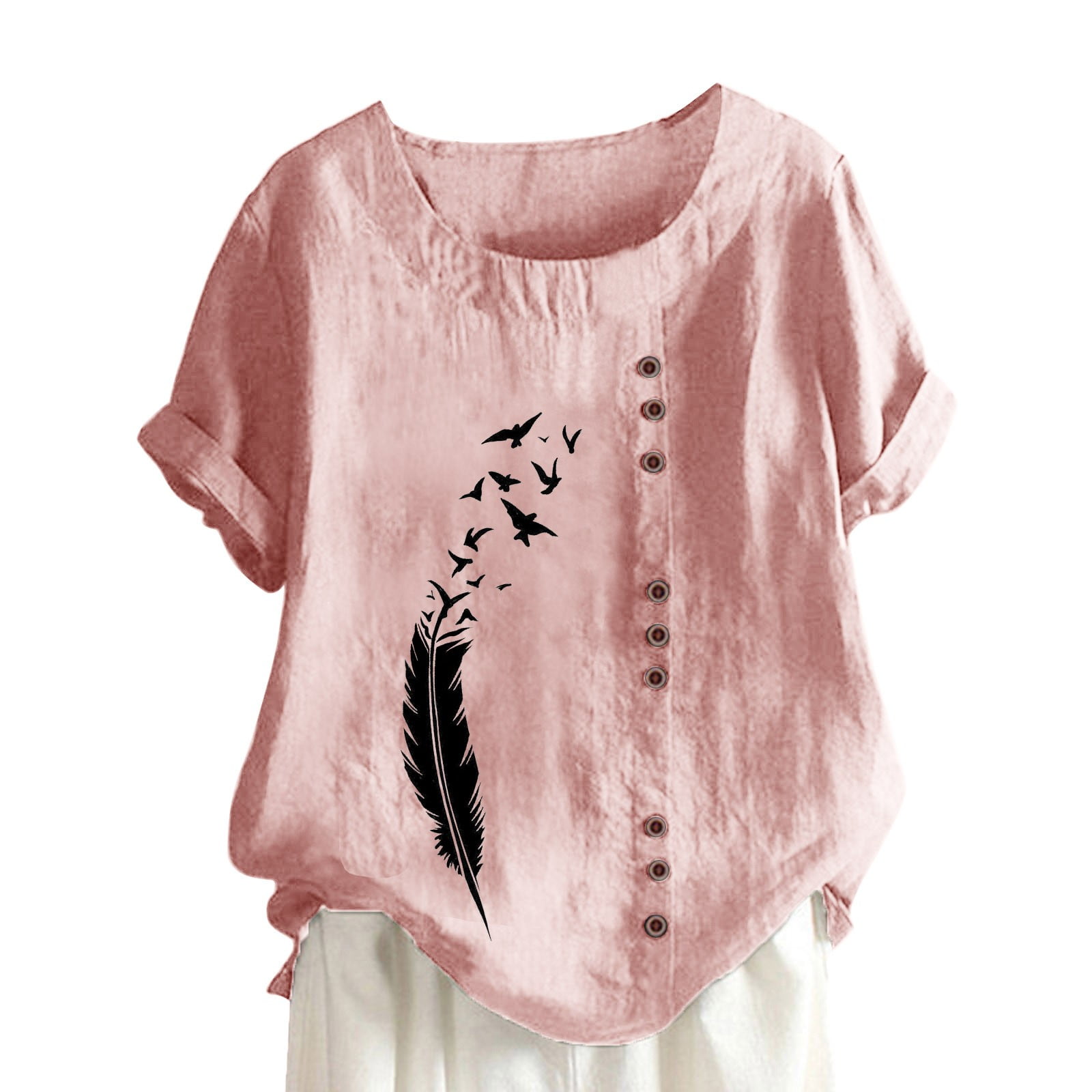 Mrat Women's Fashion T Shirts Short Sleeve Round-Neck Blouses Ladies Summer  Casual Round Neck Short Sleeve Print Loose Shirt Tops Tie-dye Shirt Female  - Walmart.com