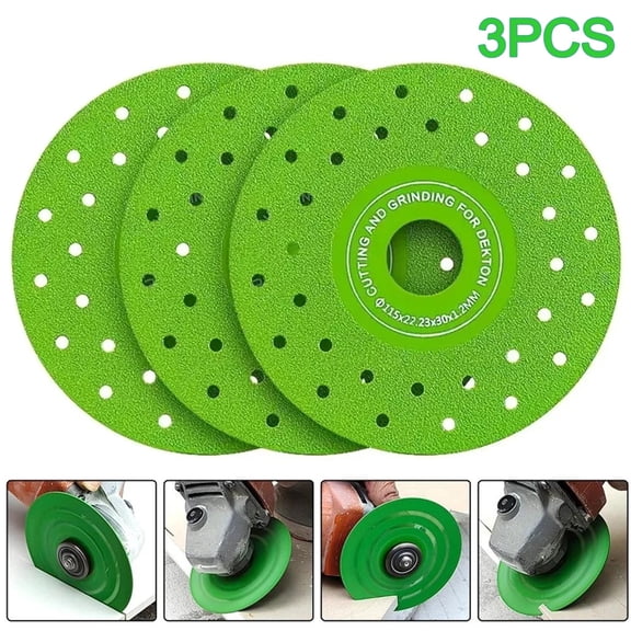3‑Pack 4" Diamond Rock Slab Grinding & Cutting Discs for Tile, Marble, Porcelain & Stone, Ultra‑Thin Diamond Chamfered Saw Blades for Angle Grinder, Dry & Wet Masonry Grinding & Smooth Chip‑Free Cuts
