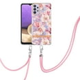 thumbnail image 2 of Flower Pattern Case for Samsung Galaxy A23 5G, Detachable Shoulder Strap Lanyard Crossbody Slim Lightweight Floral Cover with Soft Silicone Shockproof Drop Resistant Case,Pink Flower, 2 of 7