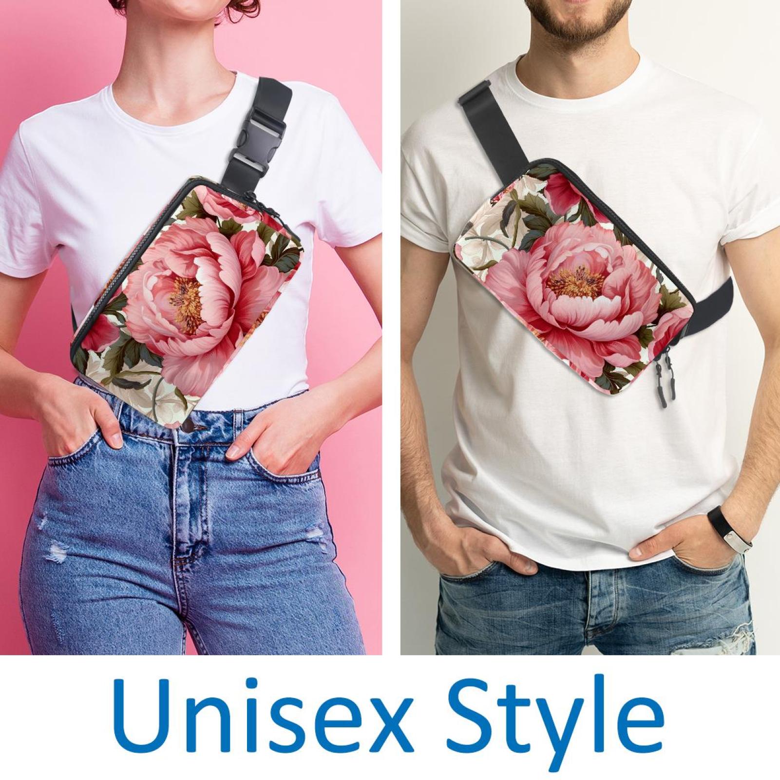 Peony Versatile Waist Bag, Crossbody Bag, Running Belt - Lightweight, Adjustable, with Extension Strap, Unisex