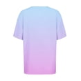 thumbnail image 4 of Aobny Tops Women Purple Gradient Cooling T-Shirt V-Neck Elbow-Length Summer Going Out Tops, 4 of 7