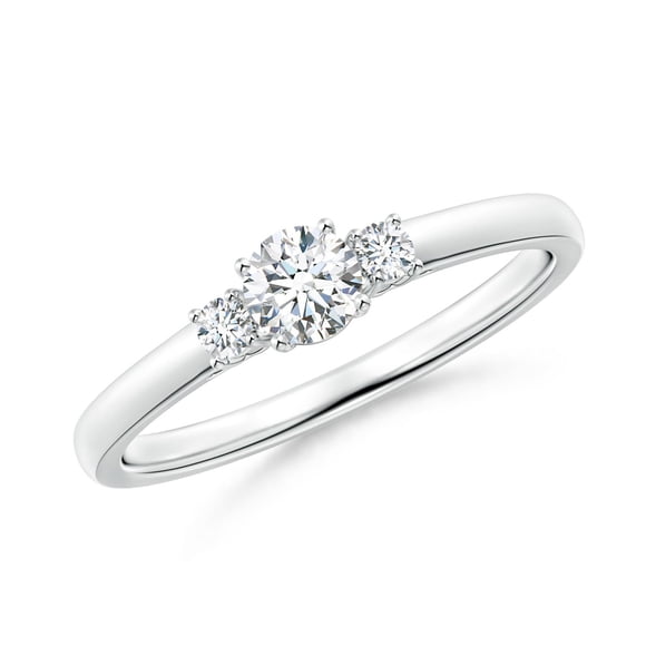 Angara Natural Diamond Ring - Prong-Set Round Diamond Three Stone Engagement Ring in Platinum for Women (Ring Size = 3)