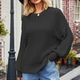 thumbnail image 2 of Odeerbi Fall Winter Knit Sweaters For Women Loose Solid Color Pullover Sweater Fashion 2025 Casual Long Sleeve Round Neck Ladies Warmth Tops Blouse Black, 2 of 8