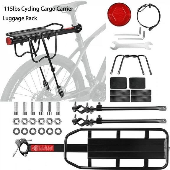 Supsupsiu Adjustable Bike Rear Rack 115lbs Cycling Cargo Carrier Luggage Rack Universal Mountain Bicycle Accessories