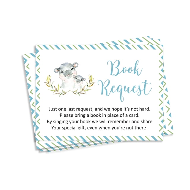 Inkdotpot 30Hippo Jungle Animals Baby Shower Book Request Cards Bring A Book Instead Of A Card Baby Shower Invitations Inserts Games