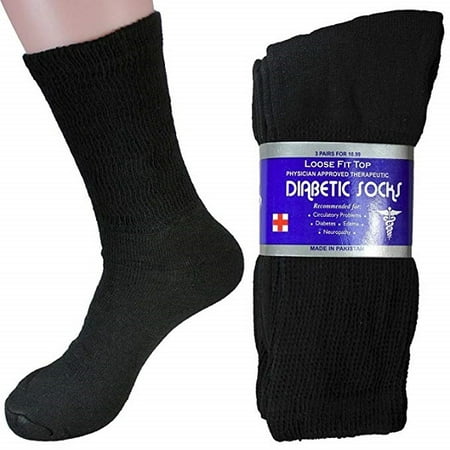 Diabetic Socks - 6 Pairs Mens or Women Black Diabetic Socks Loose Fit ...