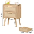 thumbnail image 2 of LEYAOYAO Rattan Nightstand Set of 2, Bedside Table with 2 Storage Drawers, End Table Night Stand for Bedroom, Kids Room, Natural Oak, 2 of 7