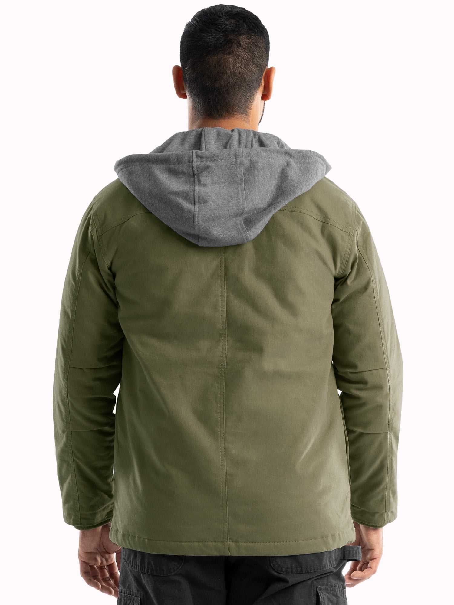 Wrangler Workwear Men's Quilted Lined Work Shirt Jacket with Hood, Size S-5XL (Men's and Big Men's)