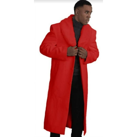 Mens Long Coat Red Wool Topcoat Plush Overcoat Private Label Moscow