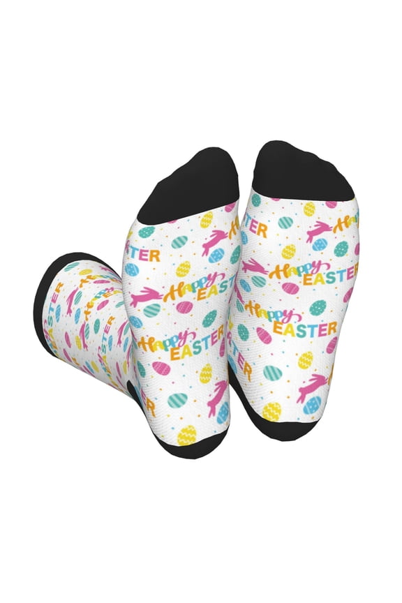Happy Easter Print Crew Socks for Men and Women, Men's Soft Moisture-wicking Sock