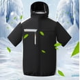 thumbnail image 2 of Mrmaere Men's Short Sleeve Hooded Jacket Zip Closure Sturdy Fabric Functional Casual Outdoor Work Wear Black L, 2 of 9
