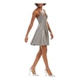 thumbnail image 3 of XSCAPE Robe de Soirée Mini à Bretelles Spaghetti Argentée Pailletée Zippée Col en V Ajustée + Évasée pour Femmes 10, 3 of 4
