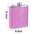 thumbnail image 2 of Stainless Steel With Colorful Glitter Hip Flask - Stores 6 Ounces - Purple, 2 of 5