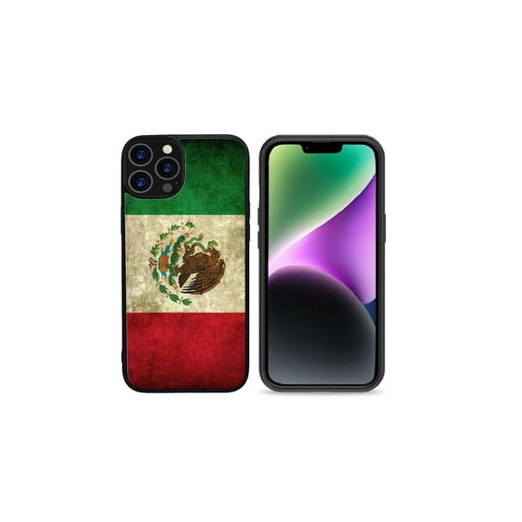 Phone Case for Apple iPhone 14 / iPhone 13 (6.1") Hybrid Print Design Vintage Pattern Fashion Rubber Hard PC TPU Shockproof Frame Cover [ LOVE FOR MEXICO ]