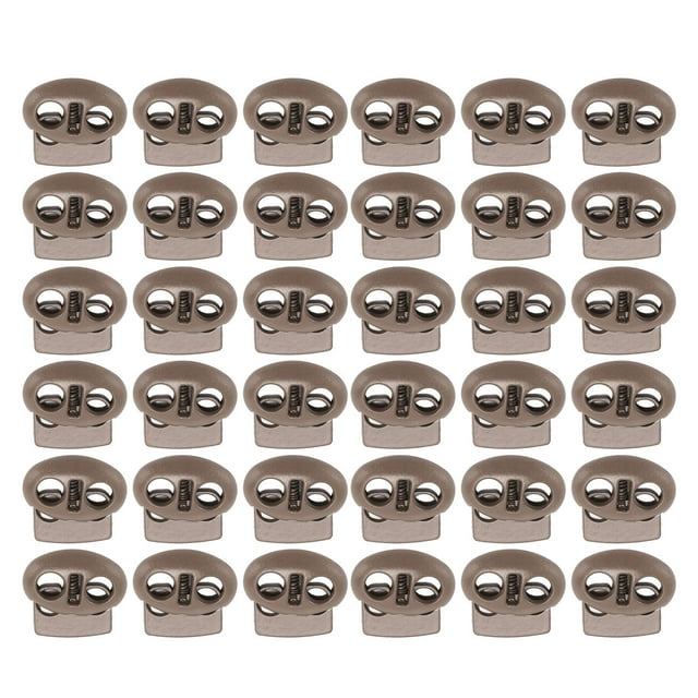 30Pcs Metal Cord Locks, End Stopper Fastener Slider Toggles Clip Double Hole Round Ball Plastic For Drawstrings Lanyard Paracord Elastic Bungee Shock Cord Rope