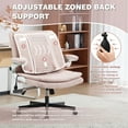 thumbnail image 4 of Wide Criss Cross Chair with Flip Up Back Cushion and Arms, Ergonomic Cross Legged Office Chair with Dynamic Lumbar Support, Upholstered Swivel Rolling Vanity Chair for Customized Comfort, 4 of 8