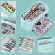 thumbnail image 2 of Estuche escolar de gran capacidad con asa, estuche escolar para niñas, papelería escolar, bolsa de maquillaje, organizador de oficina para niños, estudiantes, azul claro JM, 2 of 5