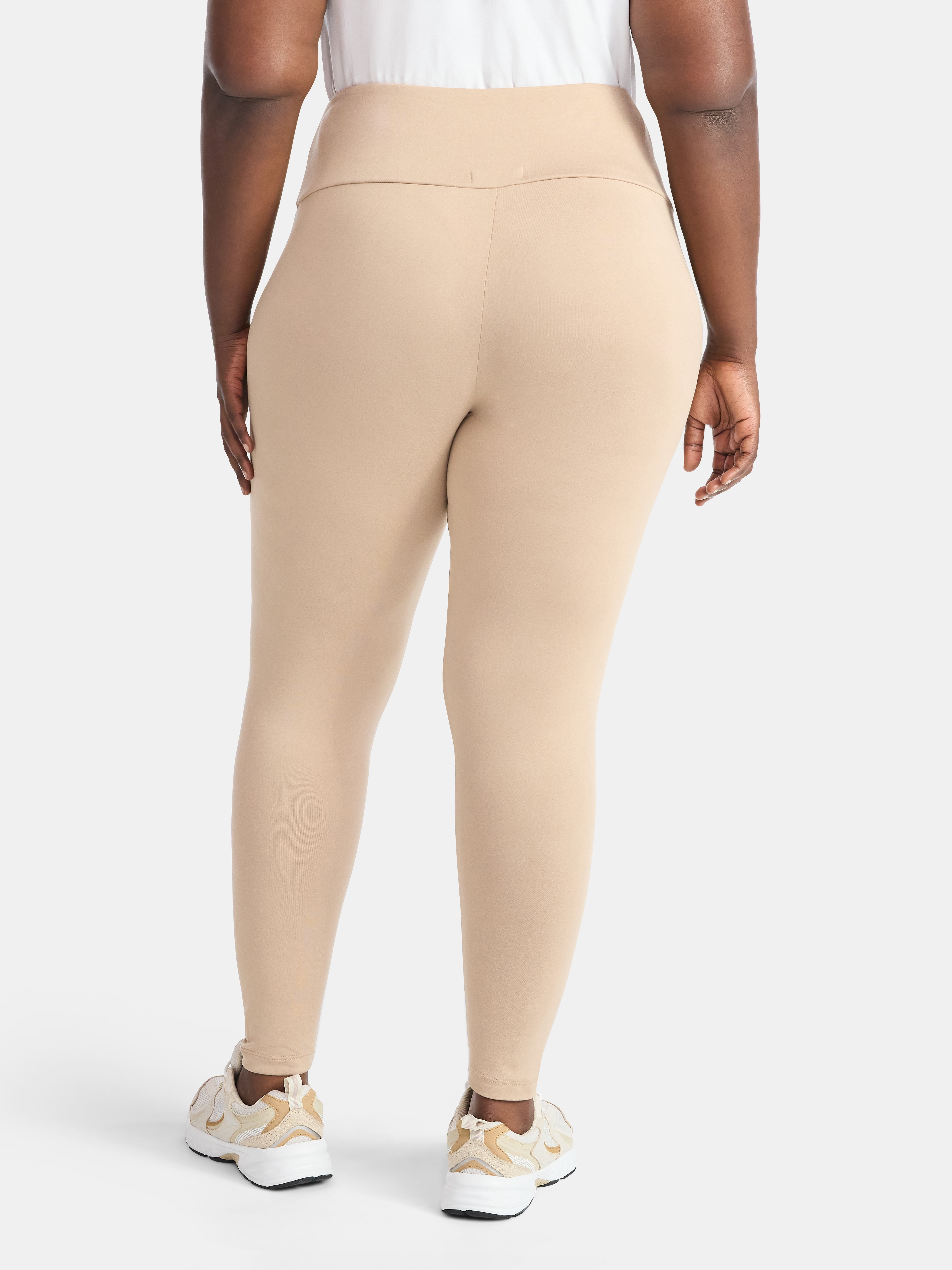 Feathers Plus size Women’s Cozy Lightweight Fleece-Lined Stretch Multipack Leggings for Everyday Wear, 2 Pack, Sizes 1X-4X