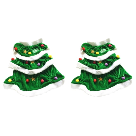 Jiyike 2pcs Christmas Tree Shaped Dog Costume Pet Winter Clothes Comfortable Warm Christmas Hoodie Dress for Party - Size XXL (Green)