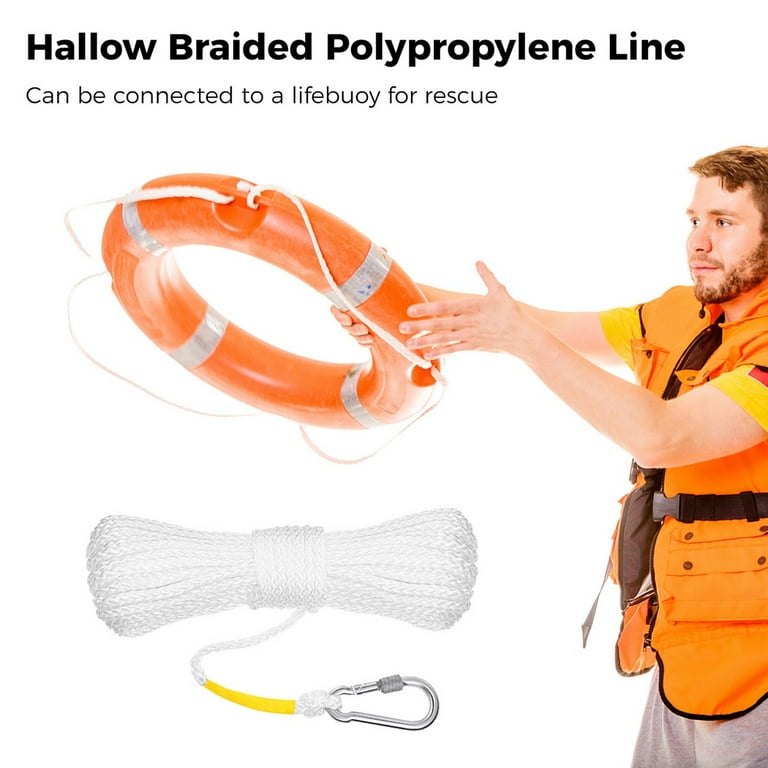 Braided Polypropylene Line, 5.9 Lifebuoy Rope With Spring Hook for Ring  Buoy, Hollow Life Rope Single Hook Fire Rescue Rope, Heaving Line Outdoor