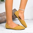 thumbnail image 4 of Women's Retro Suede Pointed Toe Ballets Flats Comfortable V Cut Loafers Lightweight Slip On Walking Dress Shoes Yellow Size 7, 4 of 7