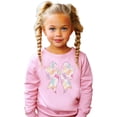 thumbnail image 2 of Pastel Easter Bow Sweatshirt for Girls Spring Holiday Flowers and Bunnies Pullover for Kids Pink Sweatshirt 3T, 2 of 4