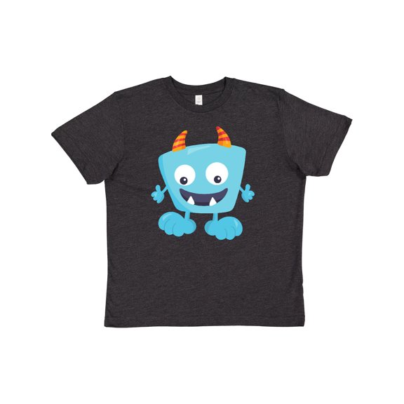 Inktastic Cute Monster, Little Monster, Blue Monster, Horns Youth T-Shirt