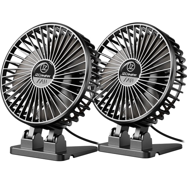 Ventilador de escritorio USB JZCreater mini portátil, 3 velocidades, color negro intenso, paquete de 2
