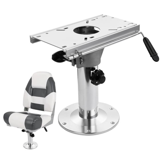 VAHIGCY Adjustable Height Locking Boat Seat Pedestal, 13-19 Inch Aluminum Marine Seat Base, Swivel Boat Seat Mount for Yacht Fishing Boat Captain Chair