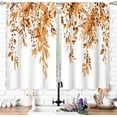 thumbnail image 3 of Orange Eucalyptus Botanical Leaves Floral Kitchen Window Curtains Over Sink Farmhouse Flower Fall Small Window Treatment Cafe Short Curtains for Bathroom Treatment Tier Drapes 27.5x39 inch, 3 of 7