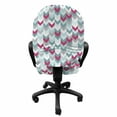 thumbnail image 3 of Chevron Office Chair Slipcover, Symmetric Stripes in Gradient Tone Arrows Classic Vintage Graphic, Protective Stretch Decorative Fabric Cover, Standard Size, Turquoise Pale Grey, by Ambesonne, 3 of 5