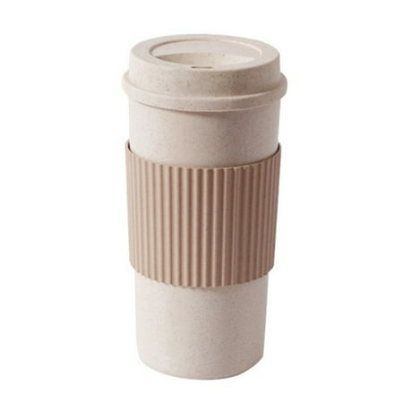 

Farfi 350ml/450ml/550ml Water Cup Food Grade Wear Resistant Plastic Water Coffee Cup with Protective Sleeve for Home (Coffee L)