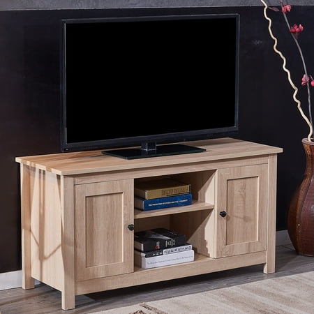 Weathered Wood Media Console Harper&Bright Designs Wood TV Stand Cabinet Entertainment Media Console Center, Multiple Colors ()