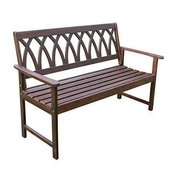 northbeam Criss Cross Acacia Wood Outdoor Garden Patio Bench, Natural, BCH0330610810
