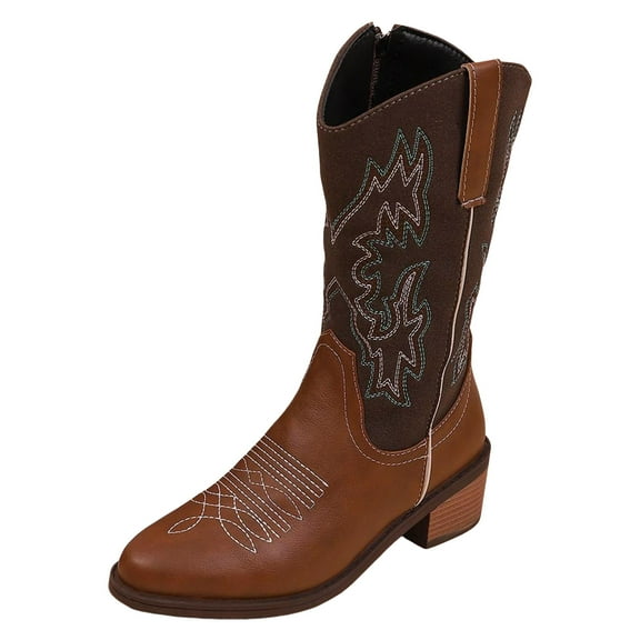 YLYL Women's Cowboy Cowgirl Boots Mid Calf Western Country Riding Work Boots