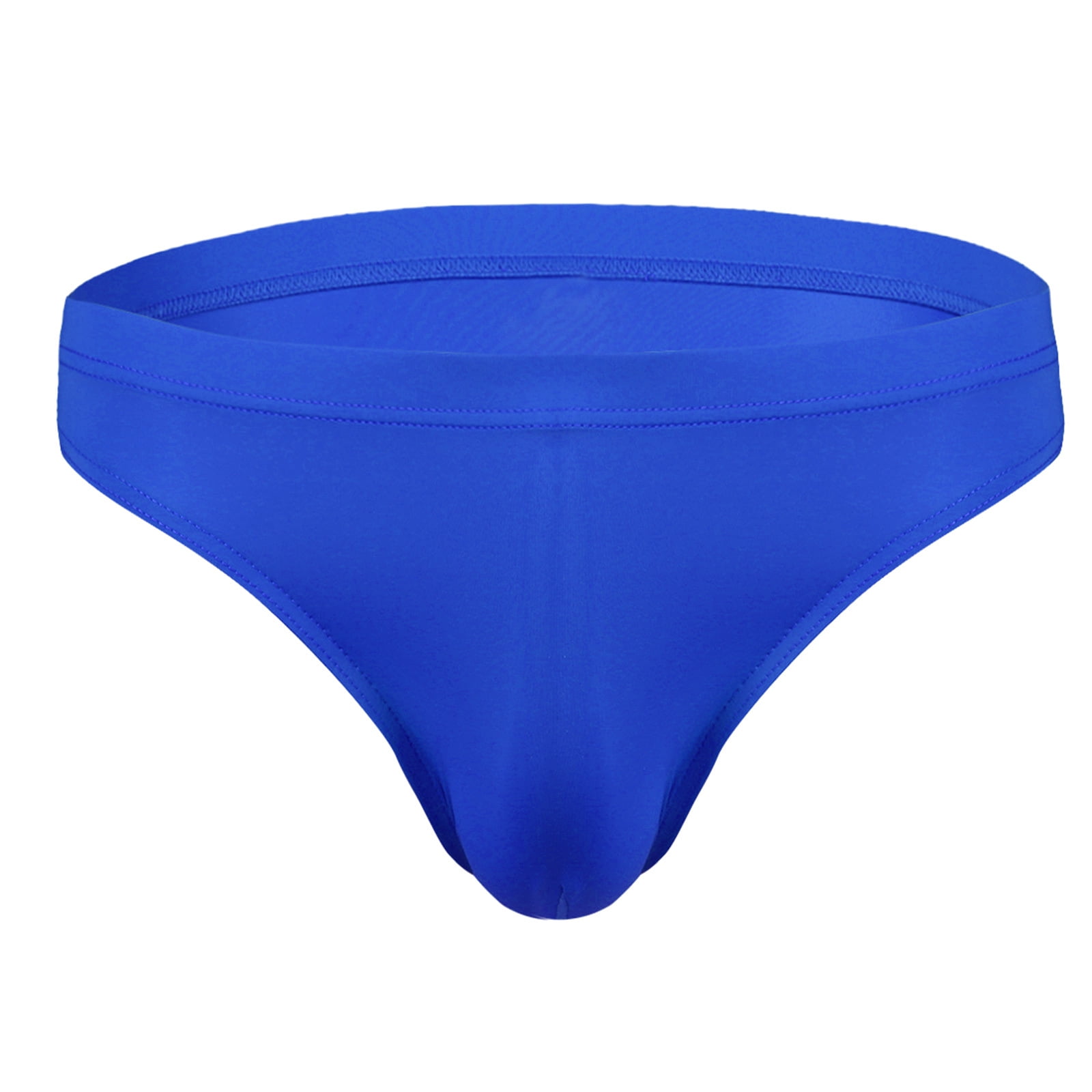 DPOIS Men's Ice Silk Pouch Underwear Bikini Briefs Low Rise Panty Blue
