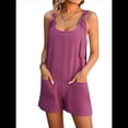 thumbnail image 2 of Mono Holgado y Ajustable Sin Mangas de Verano para Mujer con Bolsillos Rojo Púrpura L, 2 of 8