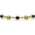 thumbnail image 3 of Gem Stone King 18K Yellow Gold Plated Silver Black Sapphire and Green Peridot Bracelet for Women | 5.10 Cttw | Gemstone September Birthstone | Oval 7X5MM | Fully Adjustable 9 inch, 3 of 6