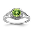 thumbnail image 3 of 925 Sterling Silver Rhodium-Plated Diamond and Peridot Ring Size 6, 3 of 6