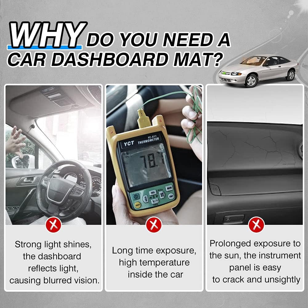 Canvcle Custom Fit for Dash Cover for Chevy Chevrolet Cavalier 1995-2005 Accessories Dashboard Cover Mat Non-Slip Pad Carpet Sunshield Protector