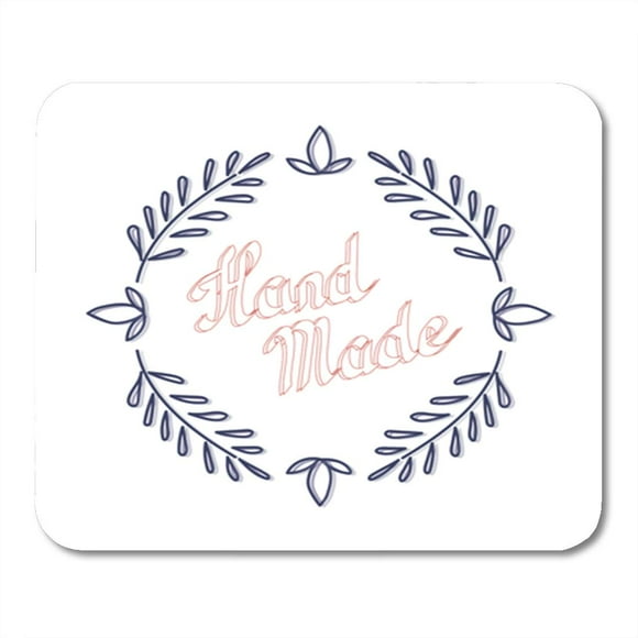 NUDECOR Blue Artisan Hand Made Pen Floral Red Badge Border Mousepad Mouse Pad Mouse Mat 9x10 inch