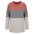 thumbnail image 2 of MYLookk Women Colorblock Round Neck Long Sleeve Tops Pullover Sweatshirt Loose, 2 of 8