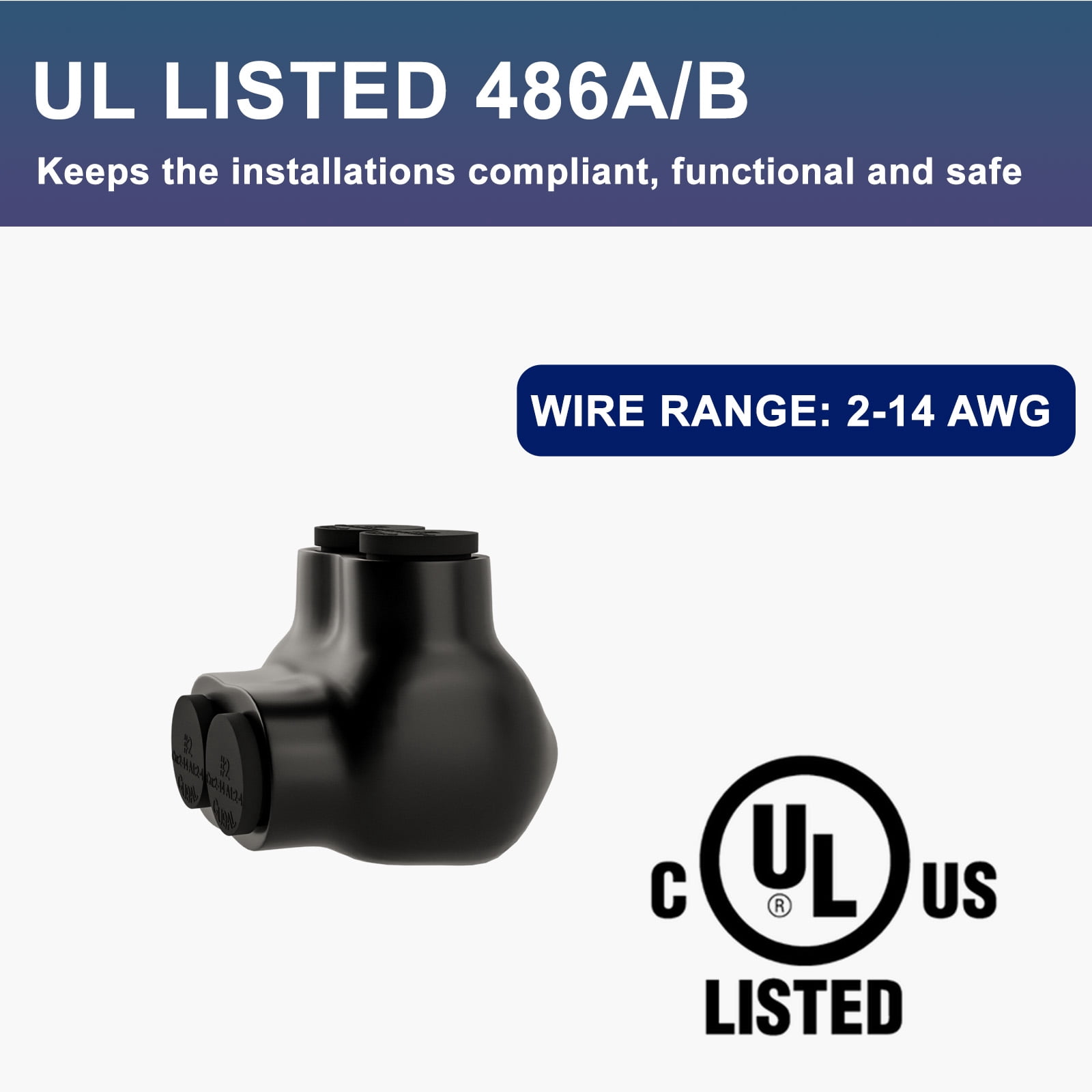 5 Pcs Insulated Multi Cable Connectors 2 Port Single Entry Splice Electrical Power Connector Black Interconnect Terminals Pre Filled Wire Connectors (2-14AWG Wire Range)