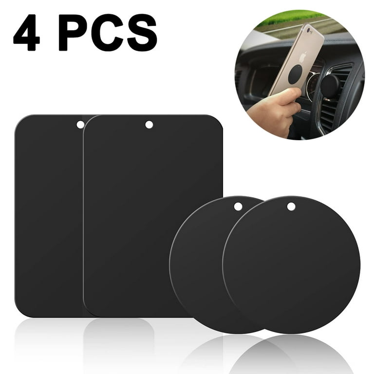 Mount Metal Plate, 4 Pack Universal Replacement Mount Metal Plate Kit with  3M Adhesive for Magnetic Car Mount Cell Phone Holder, 2 Rectangular and 2  Round 