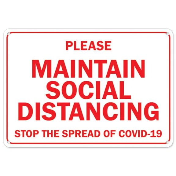 SignMission OS-NS-P-1014-25519 Covid-19 Notice Sign - Please Maintain Social Distancing