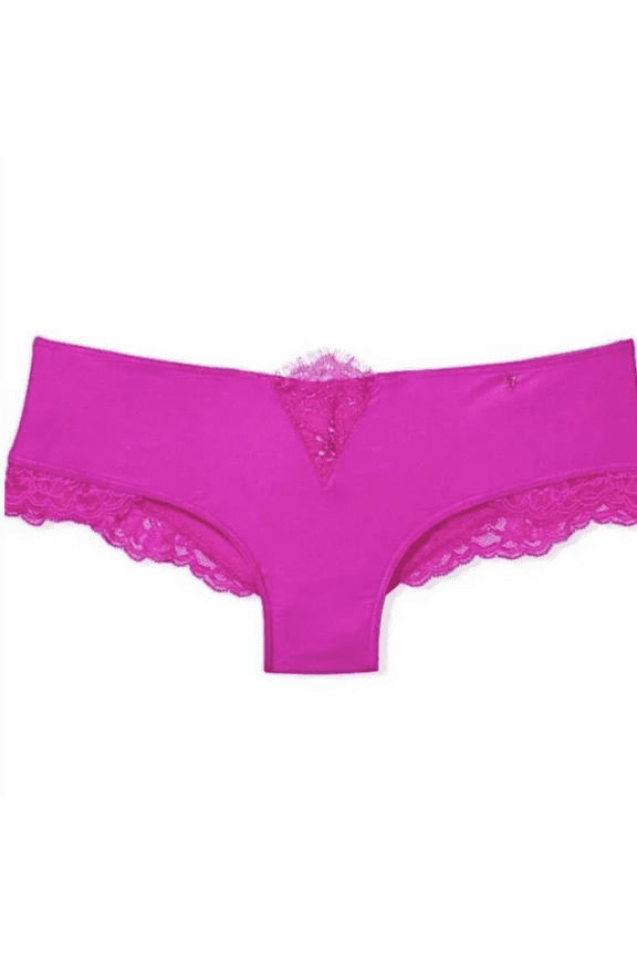 VERY SEXY Micro Lace Inset Cheeky Bikini Satin Silky Pink Panty XS