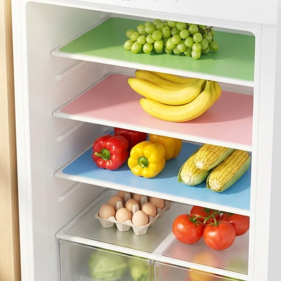 8pcs Refrigerator Liners Mats, Fridge Liner and Mats Washable for Glass Shelves, Protects Against Spills Waterproof Table Placemats Cupboard Cabinet Drawer Covers Pads