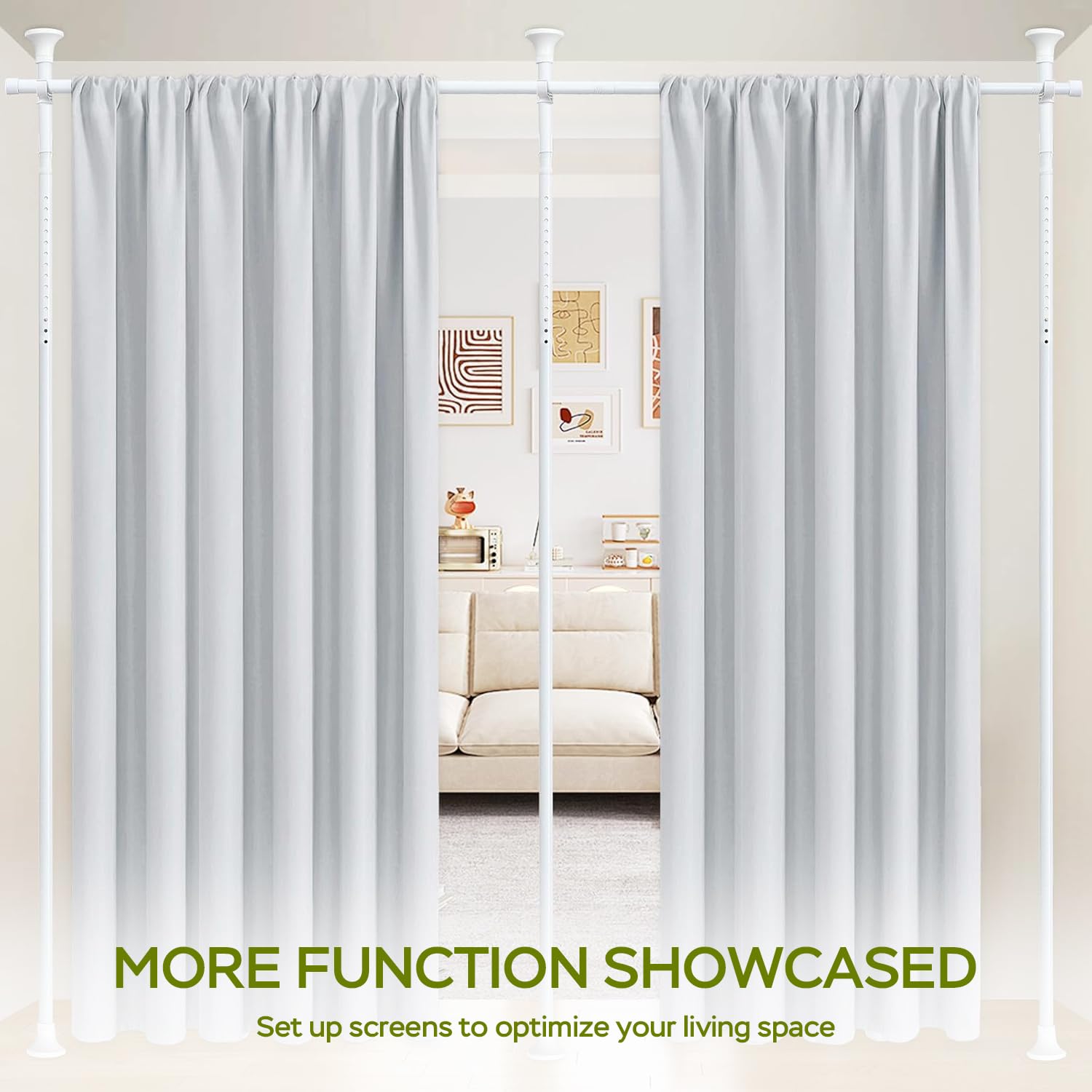 Telescopic Garment Rack Room Divider Partition Curtain Rod – Heavy Duty Adjustable Clothing Rail,Adjustable 28-70in Wide, No Damage Wall/Ceiling Hanging(White)