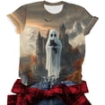 thumbnail image 5 of Womens Halloween Tops Ghost and Cat Graphic Tees Short Sleeve Casual Crewneck T-Shirts Fall Festival Shirt Novelty Holiday Outfit Lightweight, 5 of 6