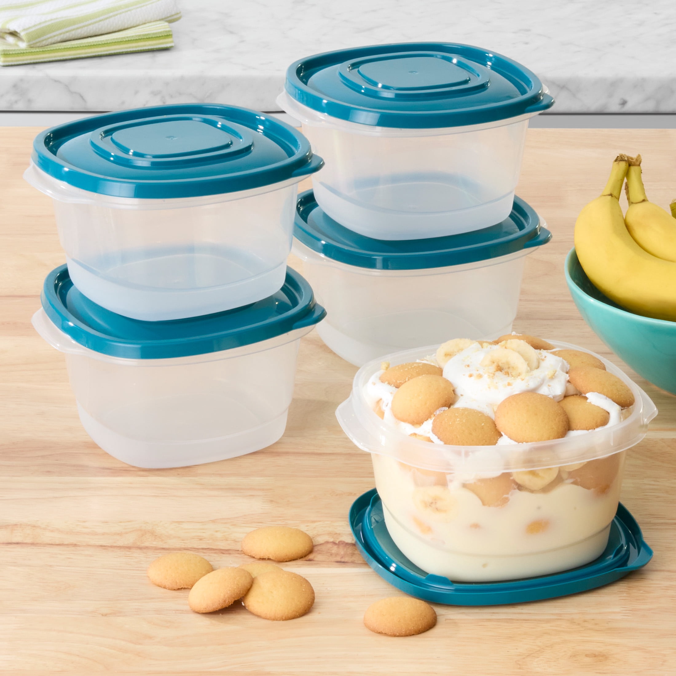 (4 pack) Mainstays Semi Durable Food Storage Containers, 5.2 Cup, 5 Pack